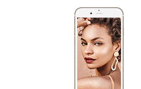 An on-trend makeup look is shown within the Mary Kay Mirror Me app.