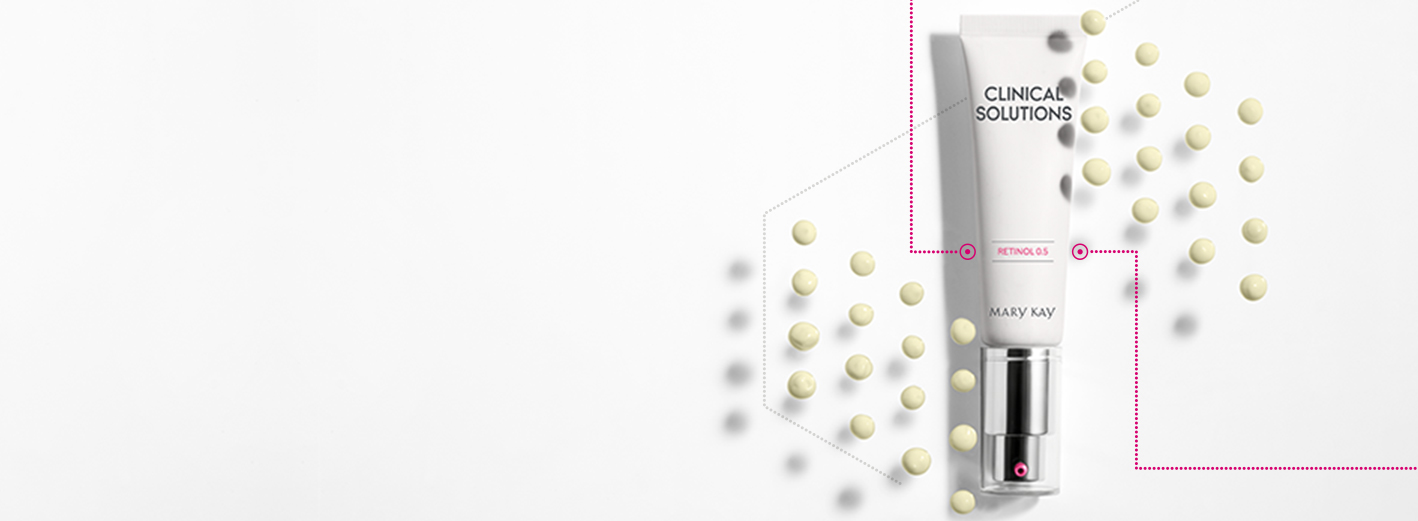 Photo of Clinical Solutions™ Retinol 0.5 with pea-sized drops of the formula.