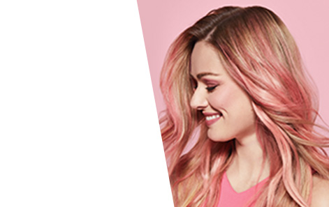 Profile of model wearing Mary Kay makeup artist look Pink against pink background.