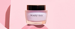 Purple jar of Mary Kay® Oil-Free Hydrating Gel on a pink background