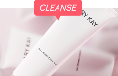 Individual images of the Mary Kay Mattifying Regimen products including the mattifying cleanser, exfoliating scrub, balancing toner and mattifying moisturizer