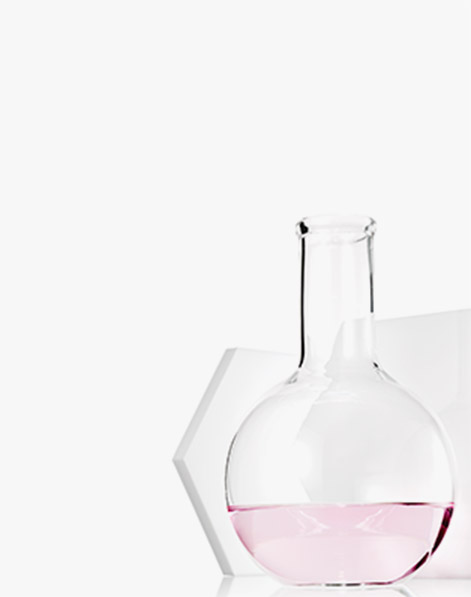 Image of laboratory beakers representing research and development efforts of Mary Kay scientists.