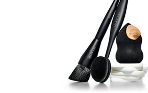 Collection of Mary Kay Foundation brushes and sponges.