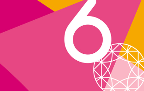 60th anniversary logo against a pink and yellow background