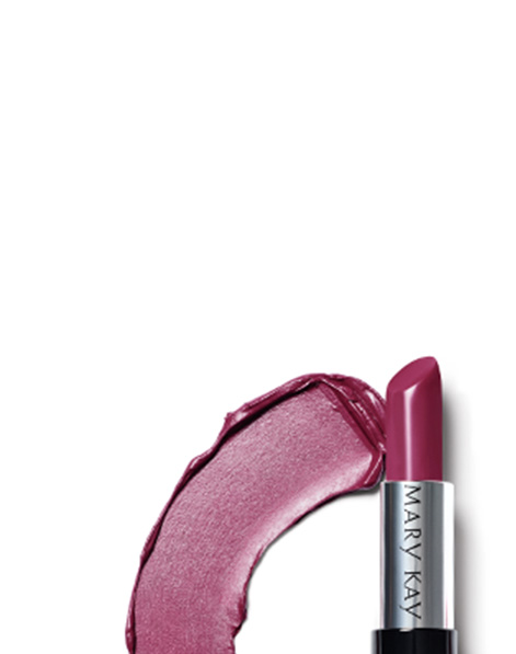 Mary Kay Gel Semi-Matte Lipstick with semicircle product rub against a white background.