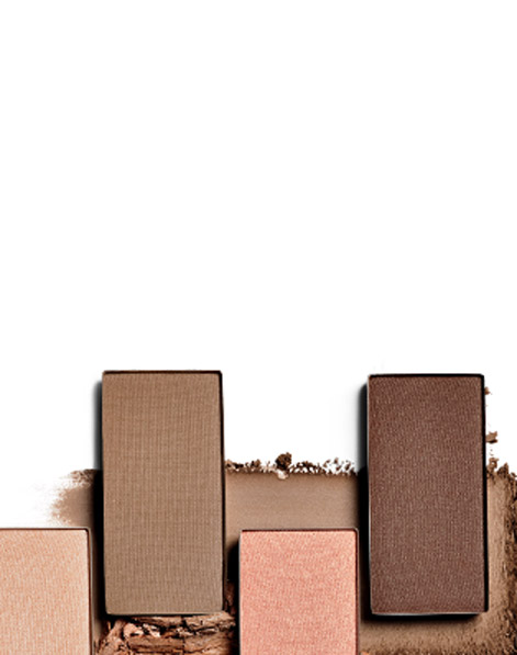 Assorted pans of new Mary Kay Chromafusion Highlighter and Contour powders are shown side by side. 