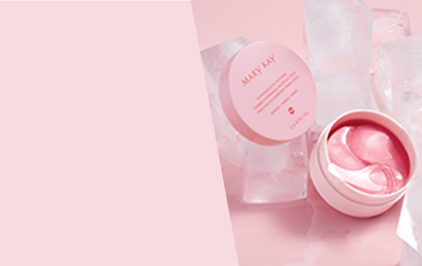 Mary Kay Hydrogel Eye Patches in jar surrounded by ice cubes