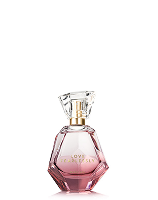 Bottle of Love Fearlessly Eau De Parfum from Mary Kay standing against a white background.
