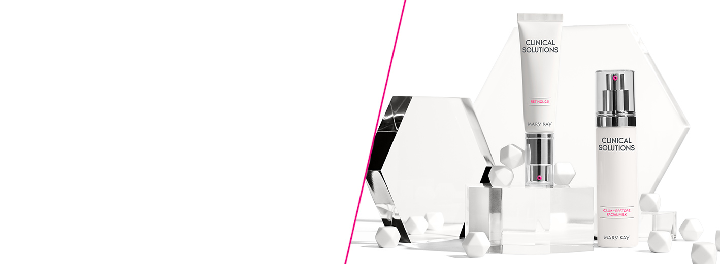 Mary Kay Clinical Solutions Retinol 0.5 Set styled with clear hexagons