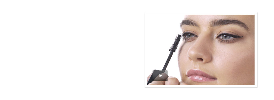 Watch this video to learn how to create lash looks for day and night using Mary Kay mascaras. Image shows a white box in the right corner showing a young woman